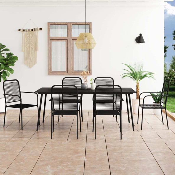 vidaXL 3058281 - Ensemble à manger de jardin 7 pcs Corde en coton et acier