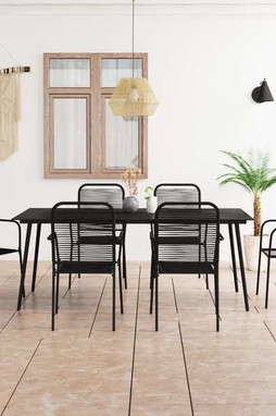 vidaXL 3058281 - Ensemble à manger de jardin 7 pcs Corde en coton et acier