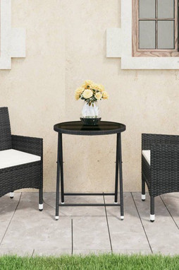 vidaXL 3058378 - Ensemble de bistro de jardin 3 pcs poly rotin et verre trempé