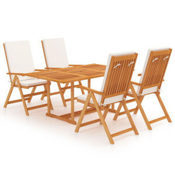 vidaXL 3059543 - Ensemble à manger de jardin 5 pcs coussins Bois de teck massif
