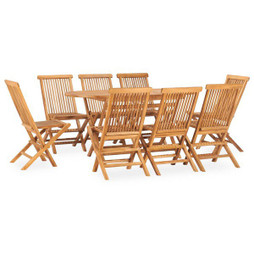 vidaXL 3059969 - Ensemble à manger dextérieur pliable 9 pcs Bois solide de teck