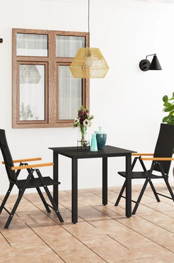 vidaXL 3060070 - Ensemble à manger de jardin 3 pcs noir et marron