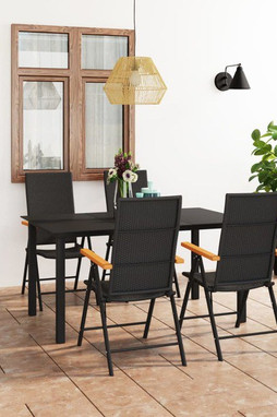 vidaXL 3060072 - Ensemble à manger de jardin 5 pcs noir et marron