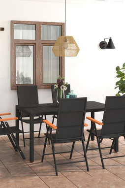 vidaXL 3060085 - Ensemble à manger de jardin 7 pcs noir et marron