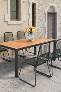 vidaXL 3060128 - Ensemble à Manger de jardin 7pcs PVC résine tressée noir marron
