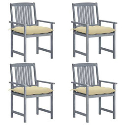 vidaXL 3061256 - Chaises de jardin et coussins lot de 4 Bois acacia massif