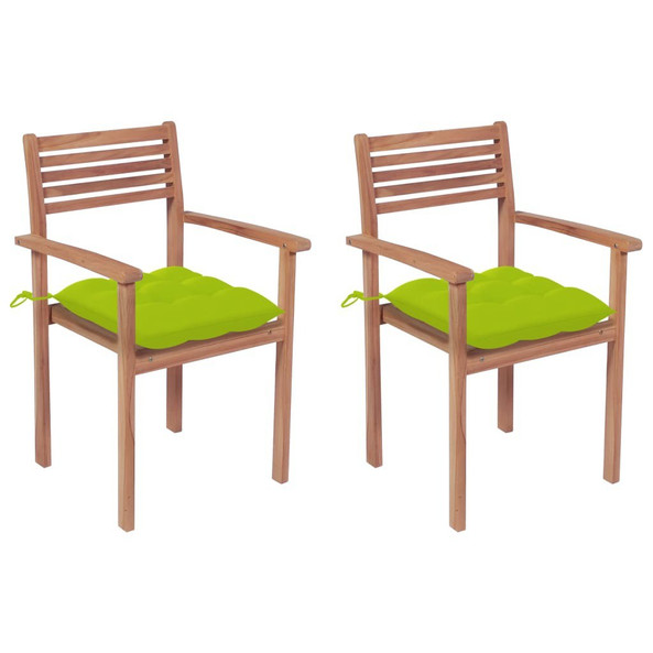 vidaXL 3062288 - Garden Chairs 2 pcs with Bright Cushions Solid Teak Wood