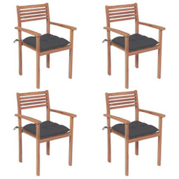 vidaXL 3062304 - Chaises de jardin lot de 4 avec coussins anthracite Teck solide