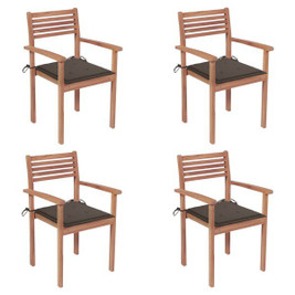 vidaXL 3062297 - Garden Chairs 4 pcs with Cushions Solid Teak Wood