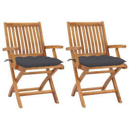 vidaXL 3062421 - Garden Chairs 2 pcs with Cushions Solid Teak Wood