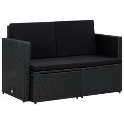 vidaXL 45784 - 2 Seater Garden Sofa with Cushions Poly Rattan