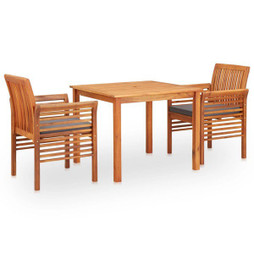 vidaXL 278901 - 3 Piece Outdoor Dining Set with Cushions Solid Acacia Wood