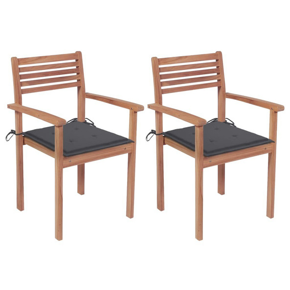 vidaXL 3062262 - Garden Chairs 2 pcs with Cushions Solid Teak Wood
