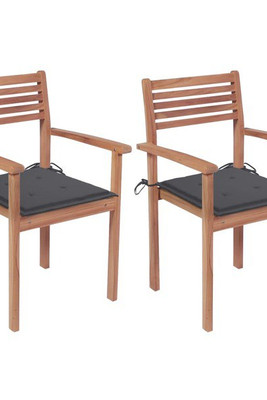 vidaXL 3062262 - Garden Chairs 2 pcs with Cushions Solid Teak Wood