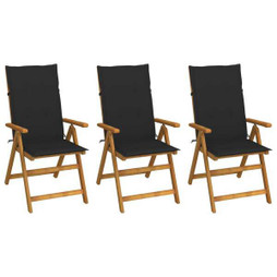 vidaXL 3064096 - Folding Garden Chairs 3 pcs with Cushions Solid Acacia Wood