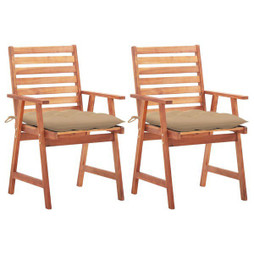 vidaXL 3064338 - Outdoor Dining Chairs 2 pcs with Cushions Solid Acacia Wood