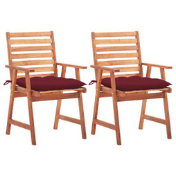 vidaXL 3064344 - Outdoor Dining Chairs 2 pcs with Cushions Solid Acacia Wood