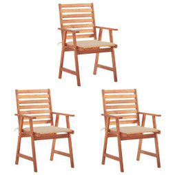 vidaXL 3064350 - Outdoor Dining Chairs 3 pcs with Cushions Solid Acacia Wood