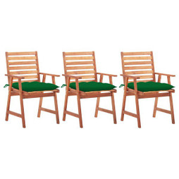 vidaXL 3064367 - Outdoor Dining Chairs 3 pcs with Cushions Solid Acacia Wood
