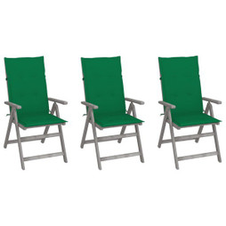 vidaXL 3064733 - Garden Reclining Chairs 3 pcs with Cushions Solid Acacia Wood