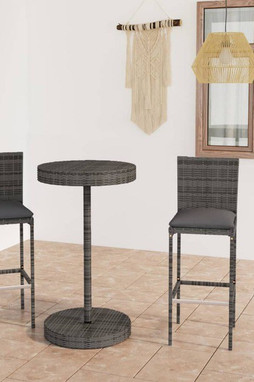 vidaXL 3064765 - 3 Piece Garden Bar Set with Cushions Poly Rattan
