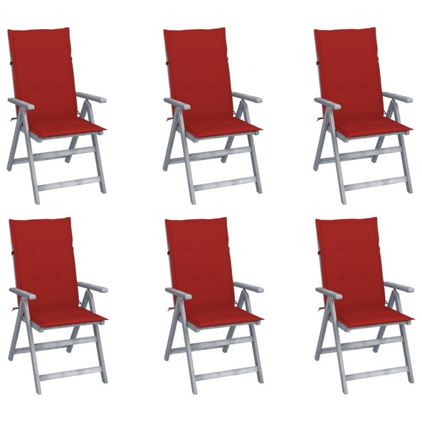 vidaXL 3065323 - Garden Reclining Chairs 6 pcs with Cushions Solid Acacia Wood