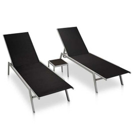 vidaXL 48012 - Sun Loungers 2 pcs with Table Steel and Textilene