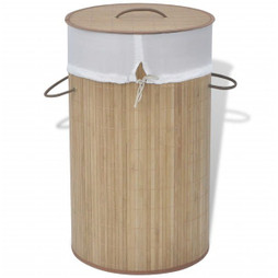 vidaXL 242723 - Panier à linge rond Bambou naturel