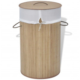 vidaXL 242723 - Bamboo Laundry Bin Round Natural
