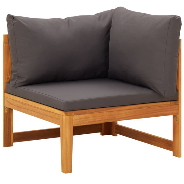 vidaXL 316320 - Corner Sofa with Dark Cushions Solid Acacia Wood