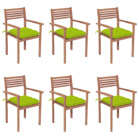vidaXL 3072598 - Chaises de jardin empilables avec coussins lot de 6 Teck solide