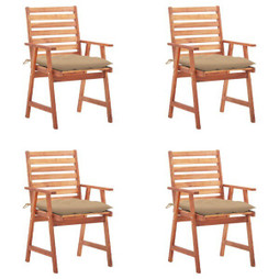 vidaXL 3078338 - Outdoor Dining Chairs 4 pcs with Cushions Solid Acacia Wood