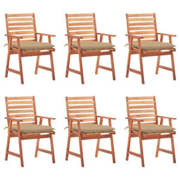 vidaXL 3078365 - Outdoor Dining Chairs 6 pcs with Cushions Solid Acacia Wood