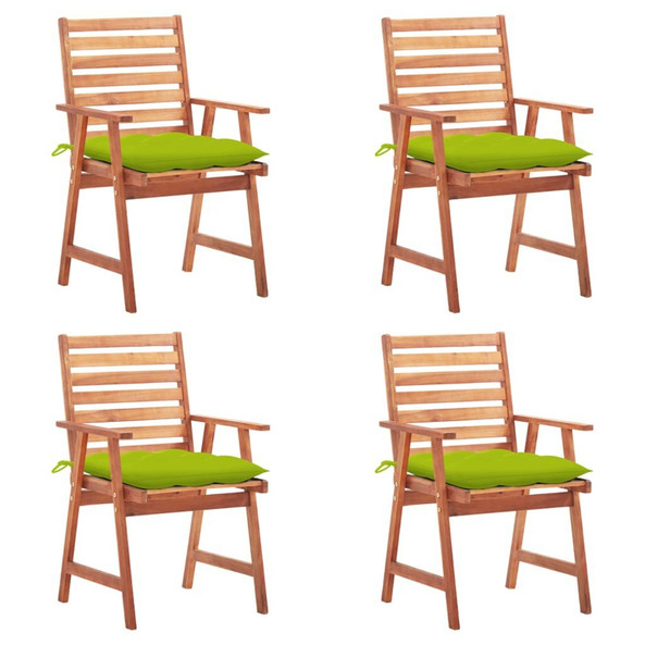 vidaXL 3078346 - Chaises à manger d'extérieur lot de 4 et coussins Acacia massif