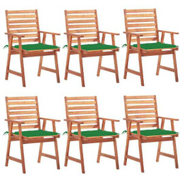vidaXL 3078352 - Outdoor Dining Chairs 6 pcs with Cushions Solid Acacia Wood