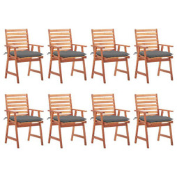 vidaXL 3078390 - Outdoor Dining Chairs 8 pcs with Cushions Solid Acacia Wood