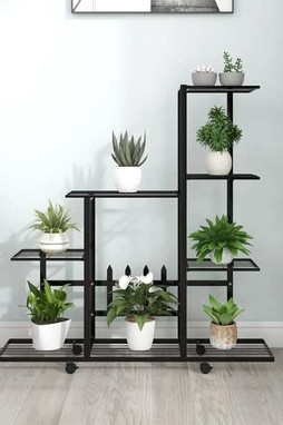 vidaXL 336114 - Flower Stand with Wheel 94.5x25x92.5 cm Metal