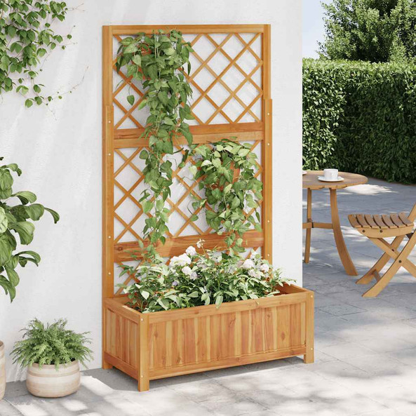 vidaXL 316542 - Raised Bed with Trellis 85x38x150 cm Solid Acacia Wood