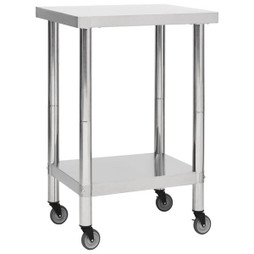 vidaXL 51633 - Kitchen Work Table with Wheels 60x60x85 cm Stainless Steel