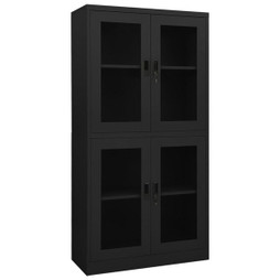 vidaXL 335941 - Office Cabinet 90x40x180 cm Steel and Tempered Glass