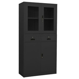 vidaXL 336424 - Office Cabinet 90x40x180 cm Steel and Tempered Glass