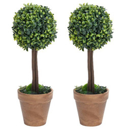 vidaXL 336516 - Plantes de buis artificiel 2 pcs avec pots Boule 41 cm