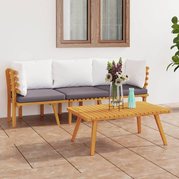 vidaXL 3087007 - 3 Piece Garden Lounge Set with Cushions Solid Acacia Wood