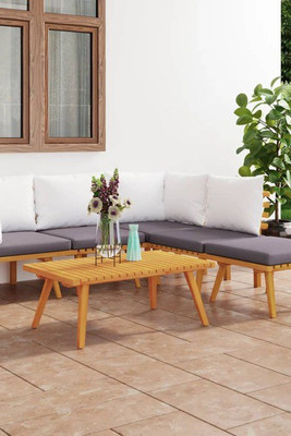 vidaXL 3087005 - 6 Piece Garden Lounge Set with Cushions Solid Acacia Wood