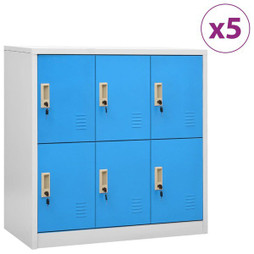 vidaXL 3095236 - Armoires à casiers 5 pcs Gris clair et bleu 90x45x92,5 cm Acier