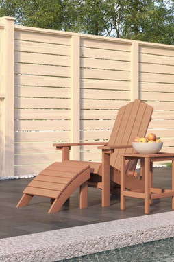 vidaXL 3095710 - Chaise de jardin Adirondack repose-pied table PEHD Marron