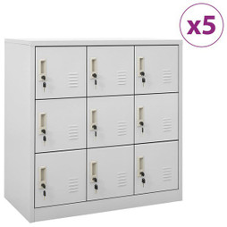 vidaXL 3095243 - Armoires à casiers 5 pcs clair 90x45x92,5 cm Acier