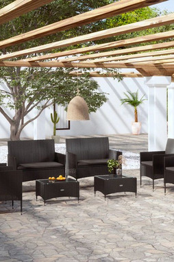 vidaXL 3095953 - Salon de jardin 8 pcs avec coussins résine tressée noir