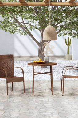 vidaXL 3098027 - Ensemble à manger de jardin 3pcs Résine tressée Marron