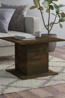 vidaXL 813095 - Table basse chêne fumé 55,5x55,5x40 cm bois dingénierie